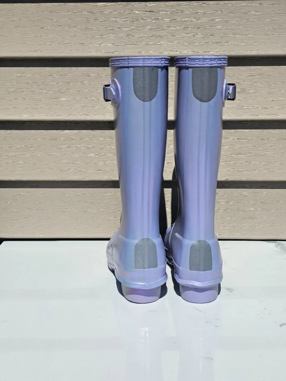 Hunter Nebula Kids Tall Rain Boots (light purple iridescent finish)